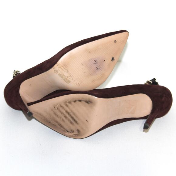 Reiss Brown Suede Pointed Toe Stiletto High Heels Size 8.5 - Picture 6 of 7